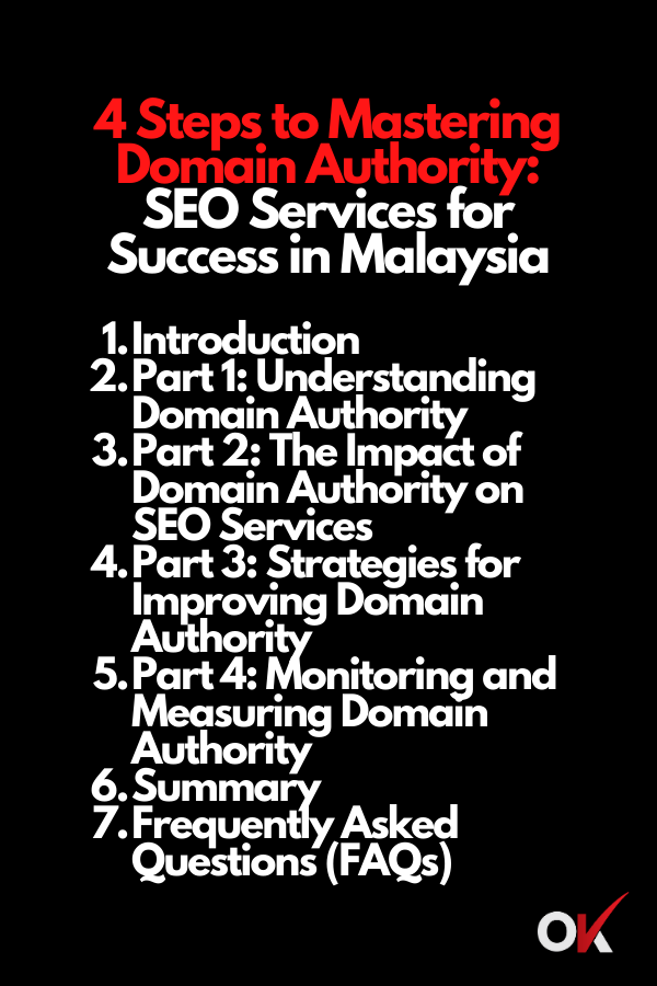 4 Steps to Mastering Domain Authority SEO Services for Success in Malaysia