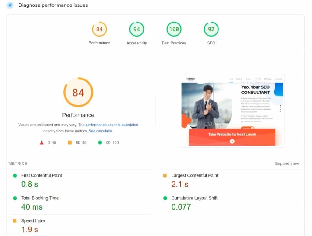 google pagespeed insight OKtimize